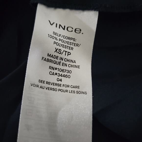 Vince Pleated Blouse Blue Dressy Swing Button Front Long Sleeve Oversized Top XS - Picture 11 of 14